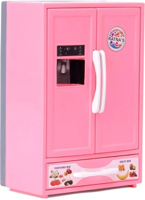 Kids Kitchen toy mini fridge refrigerator red pretend play set and