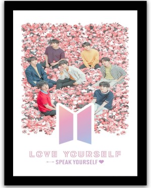 If You & I Are Together We Can Smile BTS + Army = Family Framed Poster  Acrylic Glass for Room & Office (10 Inch X 12 Inch, Multicolor) Paper Print  - Quotes
