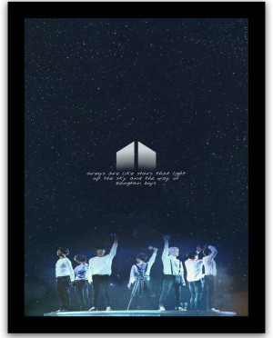 If You & I Are Together We Can Smile BTS + Army = Family Framed Poster  Acrylic Glass for Room & Office (10 Inch X 12 Inch, Multicolor) Paper Print  - Quotes