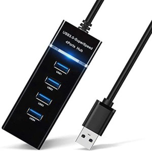 4 Port USB 3.0 Hub with On Off Switch, USB Splitter Portable Multiport  Adapter with 5Gbps 3.2 Data Transfer Ports DC3.5mm Charging Port  Independent
