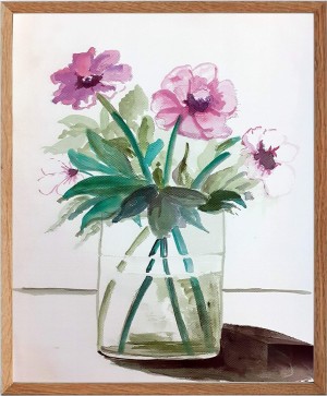 Loox Art Handmade Water Color Flower Painting for Wall, Living