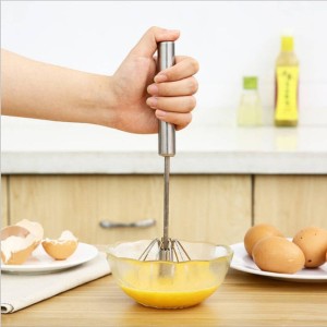 Stainless Steel Egg Whisk, Hand Push Rotary Whisk Blender,  Versatile Milk Frother, Hand Push Mixer Stirrer for Blending, Whisking,  Beating & Stirring (12in): Home & Kitchen