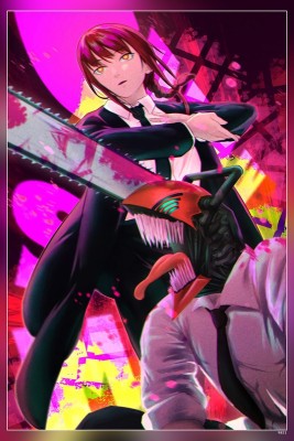 Makima Chainsaw Man Digital Art for Printing Anime Poster Young Waifu  Closeup