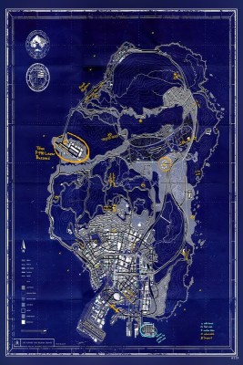 GTA 5 Map HQ | Metal Print