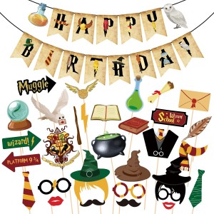 2021 New Harried Superise Theme Birthday Party Decoration Set Wizard Pull  Flag Wizard Hat Potter Glasses Cake Card Balloon - Action Figures -  AliExpress