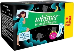 Whisper Bindazzz Nights Pads for Women XL Plus 30 Pads, Whisper-BN XL+ 27  pads