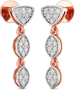Two Diamond Drop Earrings in White, Yellow or Rose Gold