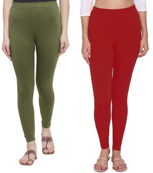 Buy online Red Solid Ankle Length Leggings from Capris & Leggings for Women  by De Moza for ₹359 at 35% off