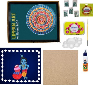 Decordial madhubani Art Materials kit with Tea Coasters DIY kit (4pcs  lippan Art Board, lippan Art Mirror, lippan Art Painting Brush and Acrylic  Colour Set of six : : Home & Kitchen