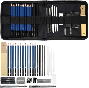 Craftacious Art 42pc Sketching/Drawing Art Tool KIt Set w/  Black Zippered Carrying Case. - Drawing/Sketching Art Tool Kit