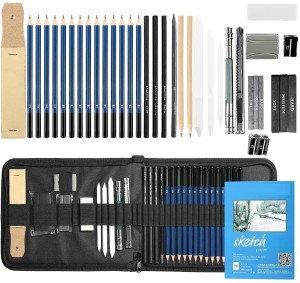 Willstar Professional 35pcs Sketching Drawing Pencils Set Art Pencil Kit  Graphite Charcoal Artist Drawing Set 