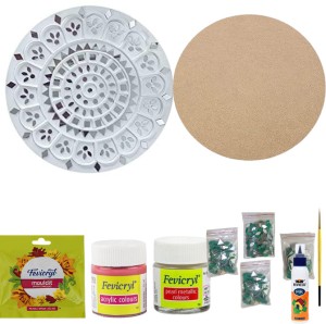 Decordial madhubani Art Materials kit with Tea Coasters DIY kit (4pcs  lippan Art Board, lippan Art Mirror, lippan Art Painting Brush and Acrylic  Colour Set of six : : Home & Kitchen