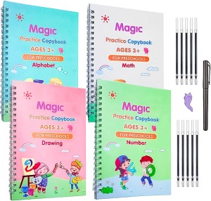 WDIZE Magic Book For Kids ( 4 Book + 10 Refill + 1 Pen + 1  Grip ) - Magic Book For Kids