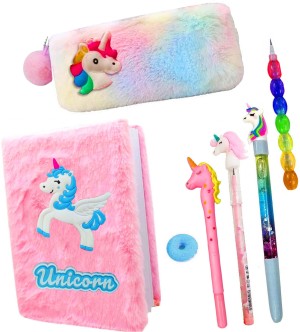 Dilurban Beautiful Pink unicorn 7 in 1 Stationery