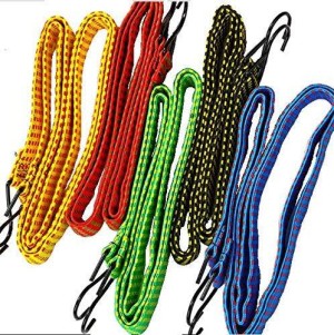 Foodie Puppies High Strength Elastic Nylon and Polyester Bungee Cord Cables  for Bikes, Multi Color Luggage Strap Tying Rope, drying clothes with Dual  Side Steel Hooks, Set of 2- 4 FT Each