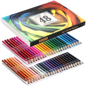 Wynhard Color Pencils 48 Pcs Oil Based Color Pencils Set  Drawing Kit Colored Pencils Drawing Pencils for Artists Colour Pencils Set  for Artist Color Pencil Box Shaped Color Pencils 