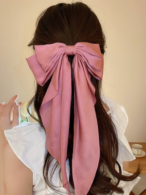 1PC Satin Hair Bows for Women Large Hair Barrettes Ribbon for Girls Giant  Long Bow Hair Clips Ponytail Holder Silk Big Hair Clips Accessories for  Women(Pink) 