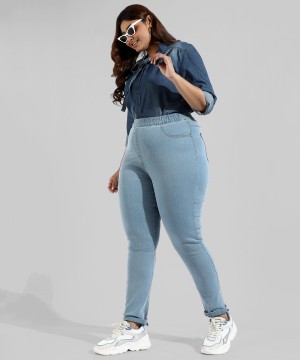 Buy online Women Light Blue Denim Jegging from Jeans & jeggings for Women  by Angelfab for ₹839 at 44% off