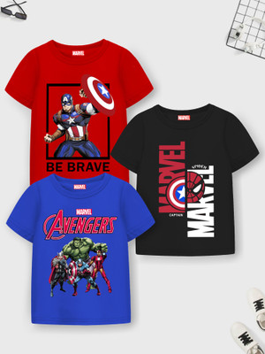 Flipkart MARVEL BY MISS CHIEF Boys Superhero Cotton Blend Slim T Shirt Round Neck