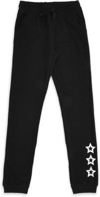 Pantaloons Junior Girls Graphic Printed Black Track Pants