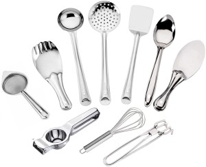 Parage Stainless Steel Cooking Spoon Kitchen Tool Set Food-Grade 10Pieces  Silver