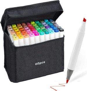 Corslet 60 Pcs Alcohol Markers Pen Set Color Marker Pen Art  Dual Marker (Random Colours) - Markers Pen Set