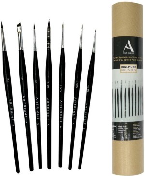 ArtRight Miniature Fine Tip Paintbrush Set of 7 - Fine Liner Paint Brush  Set for Artists (Watercolor