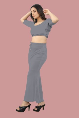 SCUBE DESIGNS Pleated Saree Shapewear Silhoutte Grey (XXL) Lycra