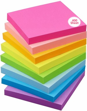 PANTONIC Fluorescent Paper Self Adhesive Sticky Notes Bookmark Point It  Marker Sticker 80 Sheets 3X 3, 5 Colors, Sticky Paper