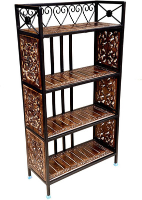 Furniture Hub Wooden And Wrought Iron Floor Standing Multipurpose