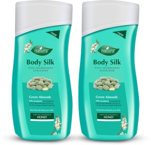 Natura Body Silk Almond Oil And Cocoa Butter Nourishing Body Lotion For  Deep Hydration And soft glowing Skin, Smooth Skin 200ML +200ML (COMBO)