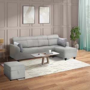 FURNY Berlando Fabric 5 Seater LHS L Shape Sofa Set for Living Room (Dark  Grey) : : Home & Kitchen