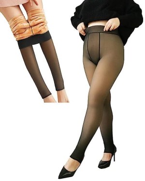  Women's Leggings Thermal Pantyhose Tights, Fake Translucent  Fleece Winter Tights, Winter Warm Elastic Pants Fleece Lined Thick  (Grey-Step on+Brown-Step on, 320g) : Clothing, Shoes & Jewelry