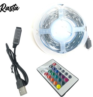 PESCA USB 5V 5050 RGB LED Flexible Strip Light Multi-Color Changing  Lighting Kit, TV Background Lighting with Mini Controller for TV PC Laptop  Bias