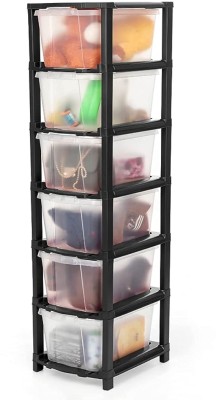 HOUSE OF QUIRK 4 Compartments Plastic Stationery Storage Box  With Rotating Drawer Pen Holder Desktop -11X11X11.5 Cm - Stationery Storage  Box With Rotating Drawer Pen Holder Desktop -11X11X11.5 Cm