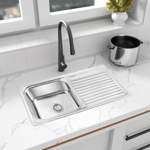 Prestige Premium quality (37x18x8Inch) Drain board Stainless steel  Chrome Finish Kitchen Sink With Waste Coupling ,Vessel Sink (SILVER) Vessel  Sink Price in India - Buy Prestige Premium quality (37x18x8Inch) Drain  board Stainless