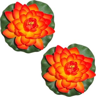Muhil Floating Large Orange Lotus Artificial Flower