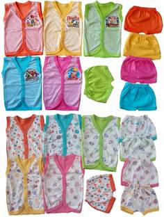 Sonpra New Born Baby Cotton Baba Suits Jablas Shorts Dress Combo Set ( 0 - 6 Months)
