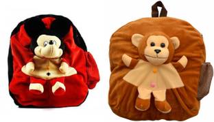 Jrp Mart Combo BackPack Red Bag and Brown Monky Bag Backpack