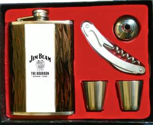 Jim Beam 9oz (266ml) Flask With Opener 5 - Piece Bar Set