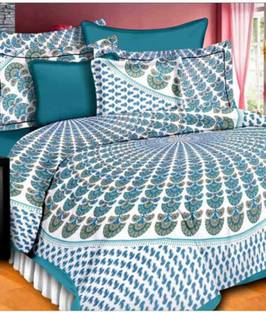 Rajasthani Print Cotton Double Flat 300 TC Printed Bedsheet