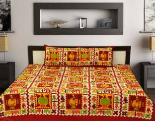 jaypore Cotton King Flat 4 TC Text Print Bedsheet