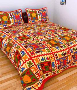 UNIQCHOICE Cotton Double Flat 120 TC Printed Bedsheet