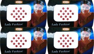 Lady FASHION Gold stone & Red Flower Border bi 241120160107 Forehead Red Bindis