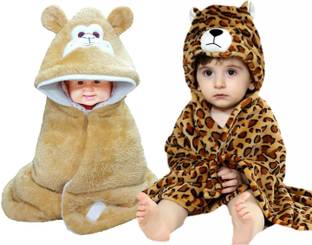 BRANDONN Animal Single Hooded Baby Blanket for  Mild Winter
