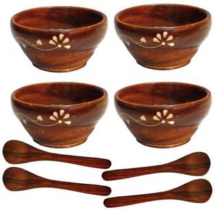 Onlineshoppee Wooden Soup Bowl Wooden Handcraved