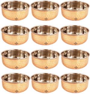 इंडियन आर्ट विला Set of Hammered Steel Copper Bowls,145 ML Each,Tableware & Serveware स्टील, तांबा सर्विंग बाउल