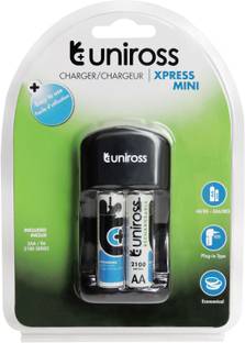 Uniross Rechargeable NiMh 2100 AA 2 Battery With Xpress Mini Charger  Camera Battery Charger