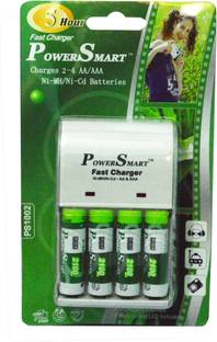 Power Smart 2100 MaH x 4 Cells AA AAA NiCD NiMH 5 Hour Fast Automatic Cut Off With 2 LED Camera Battery Charger Set  Camera Battery Charger