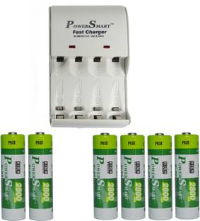 Power Smart Fast Charging Unit PS1002 Combo With 2 Set 2800maHx4 And 2800x2 AA Cells  Camera Battery Charger
